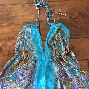 Blue silky bandanna dress